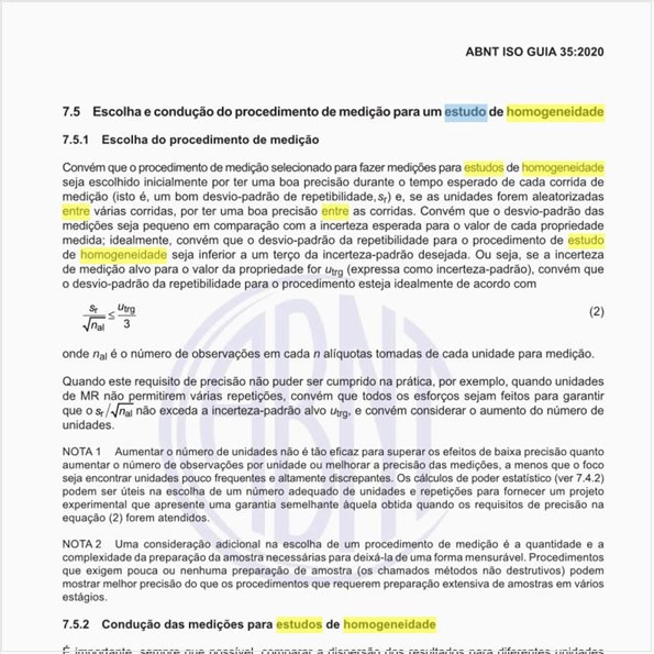 Target Normas: de amostragem para um estudo homogeneidade?