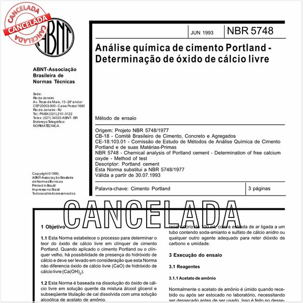 Abnt Nbr 5748 Nbr5748 Análise Química De Cimento Portland 4206