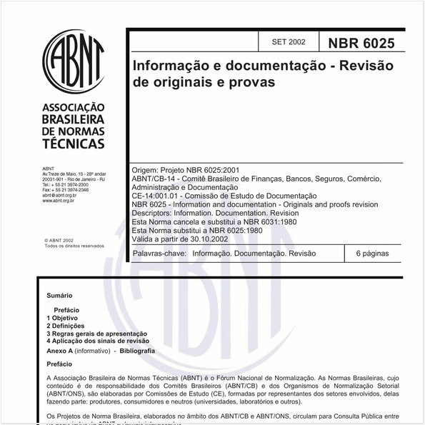 Abnt Nbr 6025 Nbr6025 Informação E Documentação Revisão De 1183