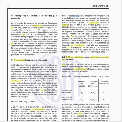 Target Normas: de amostragem para um estudo homogeneidade?