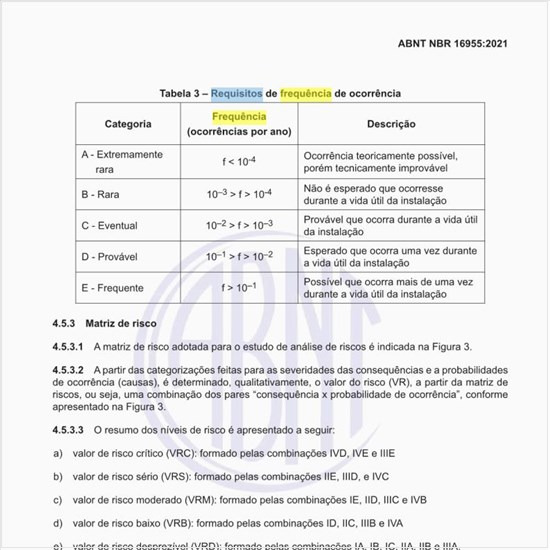 Target Normas: Quais são os requisitos de frequência ocorrência?