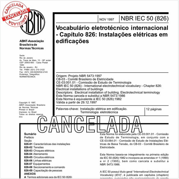 Target Normas Abnt Nbr Iec 60050826 Nbriec60050826 Vocabulário 8062