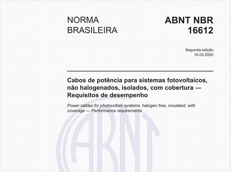 ABNT NBR 8661 NBR8661 Cabos de formato plano com isolação extrudada