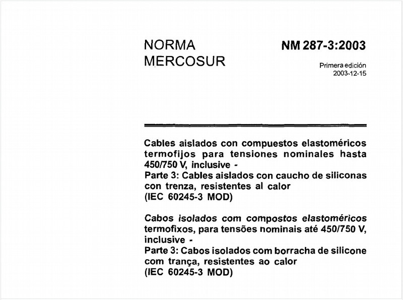 ABNT NBR 8661 NBR8661 Cabos de formato plano com isolação extrudada