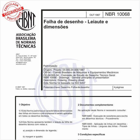 Abnt Nbr 10068 Nbr10068 Folha De Desenho Leiaute E Dimensões